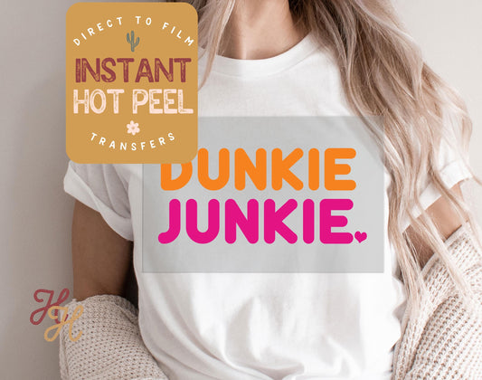 Dunkie Junkie Shirt DTF Transfer Print, Ready to Press Shirt Transfers, Trendy DTG Heat Press Transfer, Instant Hot Peel Direct to Film
