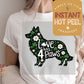 Love has 4 Paws Border Collie St. Patricks Day DTF Transfer Print, Ready Press Shirt Transfers, Trendy DTG Heat Press Transfer, Instant Peel