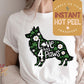 Love has 4 Paws Border Collie St. Patricks Day DTF Transfer Print, Ready Press Shirt Transfers, Trendy DTG Heat Press Transfer, Instant Peel