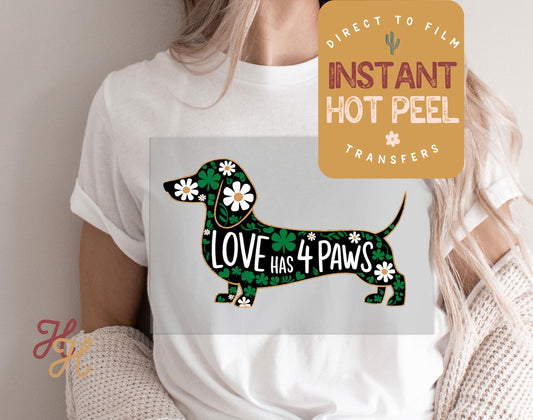 Dachshund St. Patricks Day DTF Transfer Print, Ready to Press Shirt Transfers, Trendy DTG Heat Press Transfer, Instant Hot Peel Film