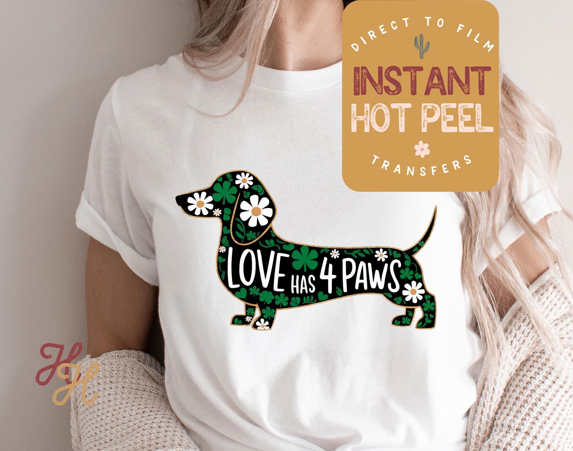 Dachshund St. Patricks Day DTF Transfer Print, Ready to Press Shirt Transfers, Trendy DTG Heat Press Transfer, Instant Hot Peel Film