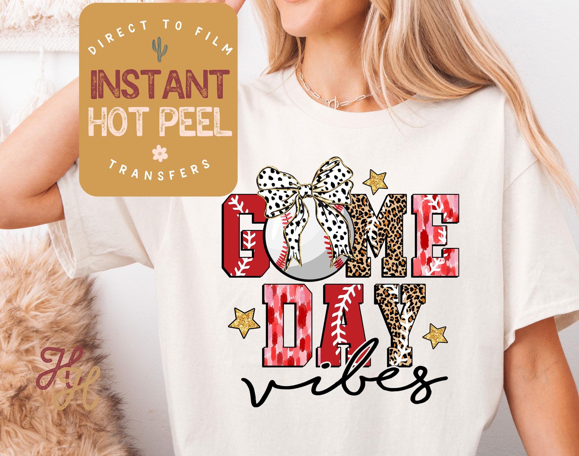 Game Day Vibes Baseball DTF Transfer, Ready to Press Transfer, Sports Direct to Film Prints, Bulk DTF Transfer Sheet, Ready for Press DTG