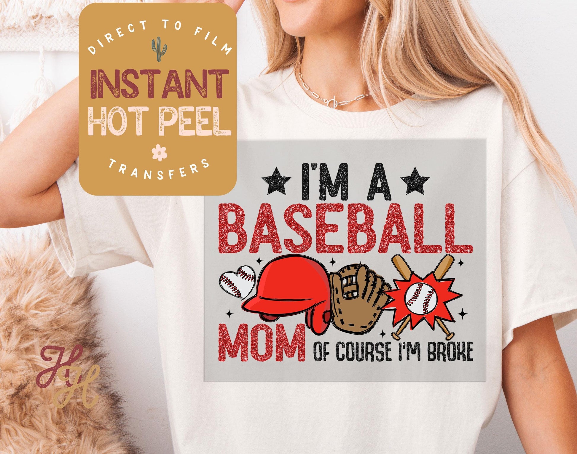 Broke Baseball Mom DTF Transfer, Ready to Press Transfer, Sports Direct to Film Prints, Bulk DTF Transfer Sheet, Ready Press DTG