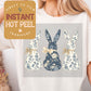 Grand Millennial Bunny Trio DTF Direct to Film Transfer, DTG Transfer Sheet, Ready for Press Transfers, DTG Sheet, Easter Shirt Prints