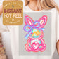 Colorful Easter Bunny DTF Direct to Film Transfer, DTG Transfer Sheet, Ready for Press Transfers, DTG Sheet, Easter Shirt Prints