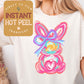 Colorful Easter Bunny DTF Direct to Film Transfer, DTG Transfer Sheet, Ready for Press Transfers, DTG Sheet, Easter Shirt Prints