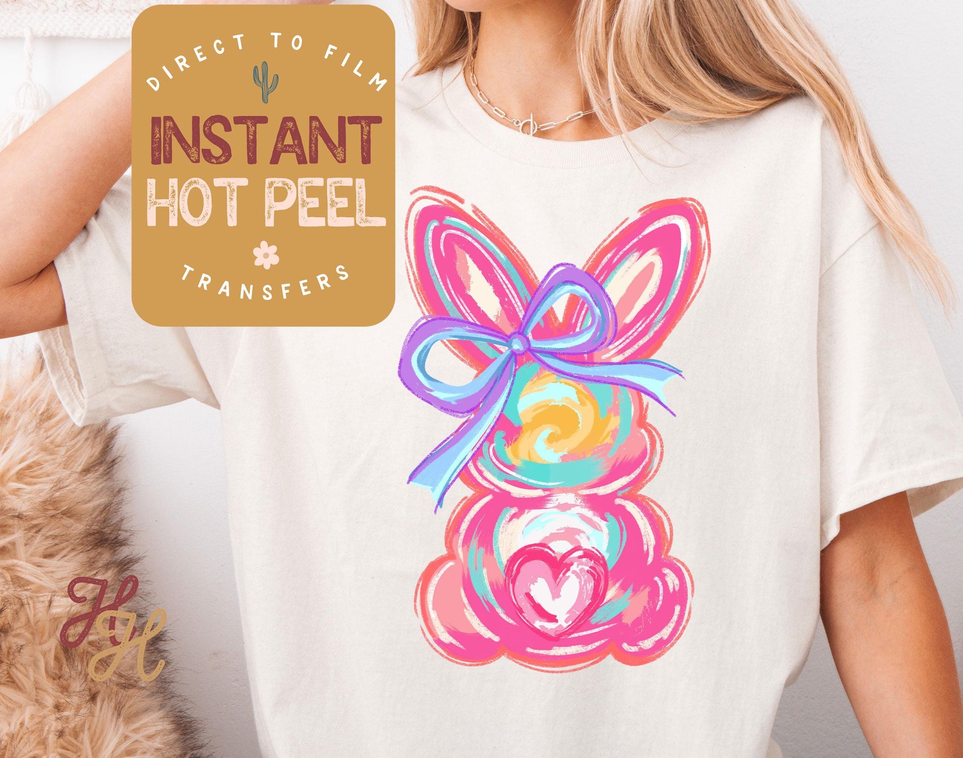 Colorful Easter Bunny DTF Direct to Film Transfer, DTG Transfer Sheet, Ready for Press Transfers, DTG Sheet, Easter Shirt Prints