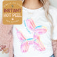 Balloon Dog Party Animal DTF Transfer Print, Ready to Press Shirt Transfers, Trendy DTG Heat Press Transfer, Instant Peel Direct to Film
