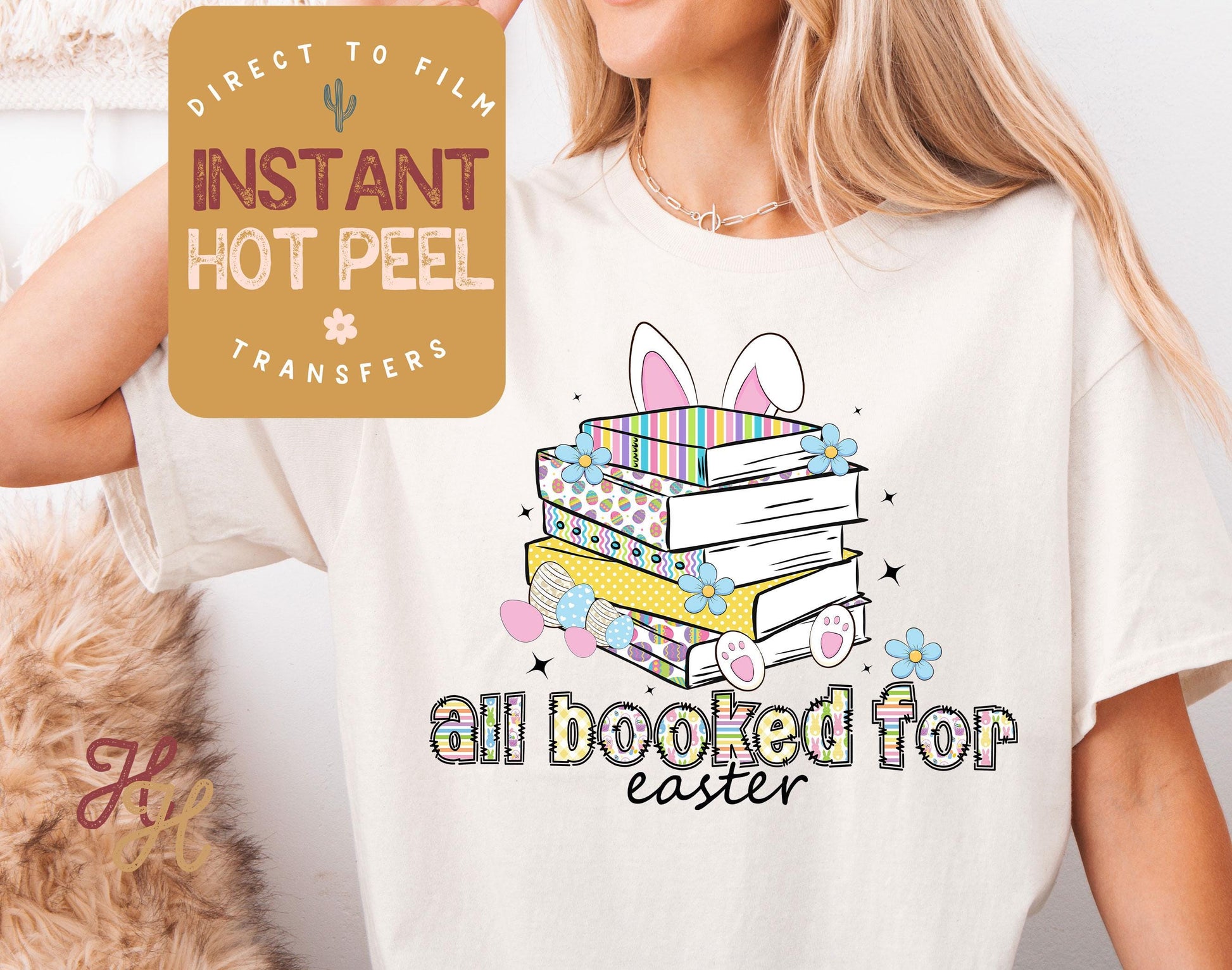 All Booked for Easter DTF Direct to Film Transfer, DTG Transfer Sheet, Ready for Press Transfers, DTG Sheet, Bookish Shirt Prints Hot Peel