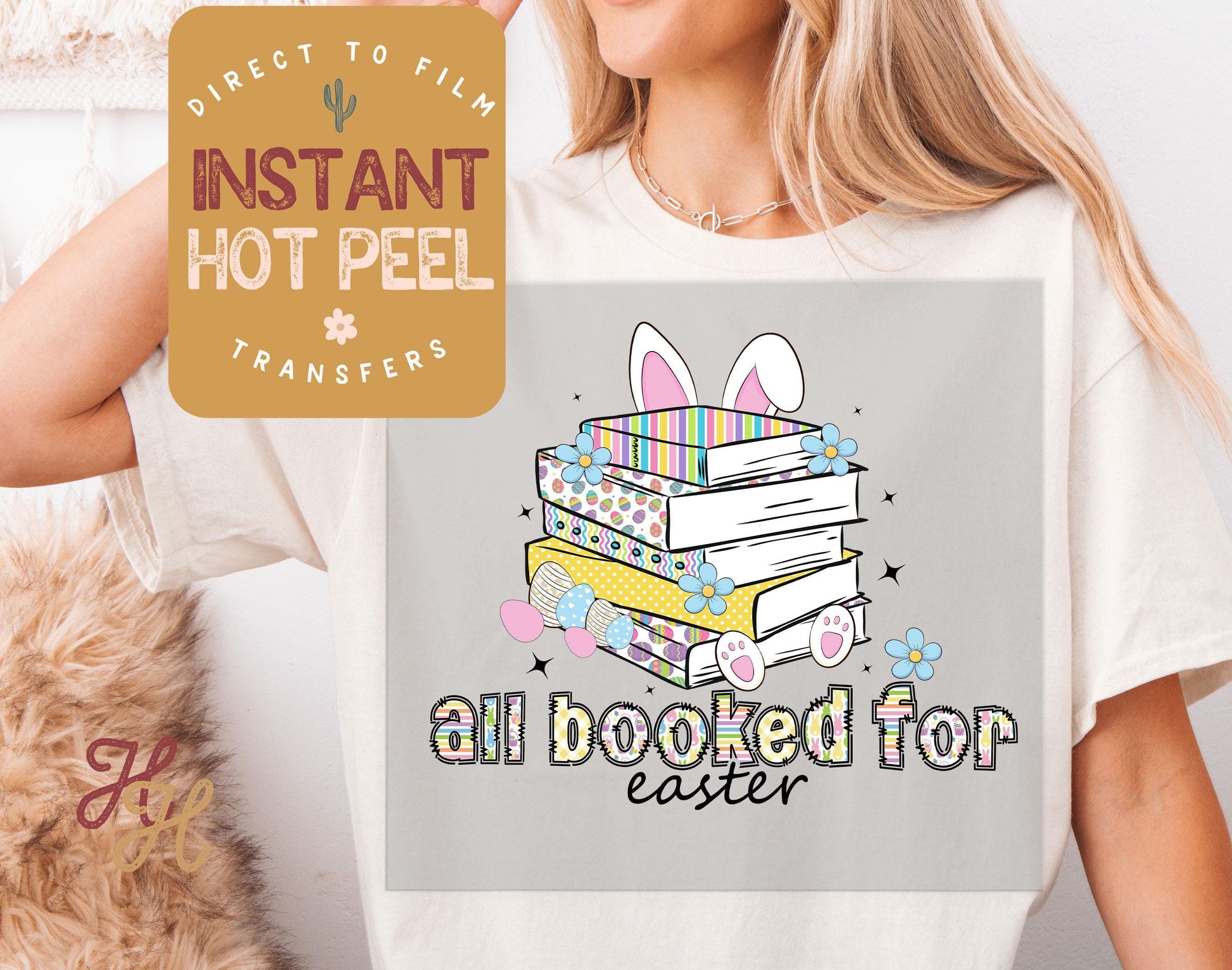 All Booked for Easter DTF Direct to Film Transfer, DTG Transfer Sheet, Ready for Press Transfers, DTG Sheet, Bookish Shirt Prints Hot Peel
