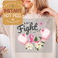 Breast Cancer Awareness DTF, Her Fight is Our Fight Warrior Transfer Direct to Film Print, Ready to Press Shirt Transfers, DTG Heat Transfer