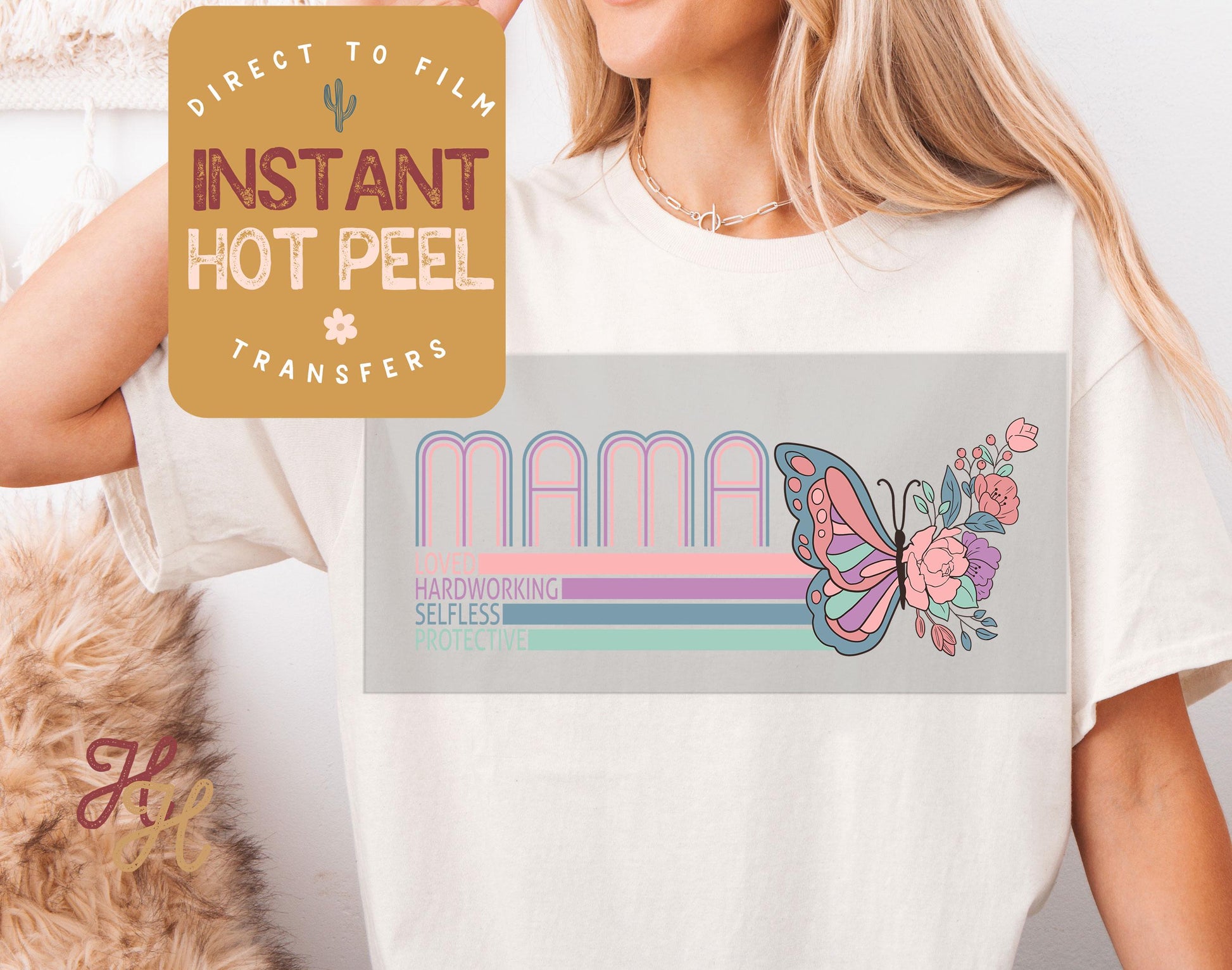 Mother's Day DTF, Butterfly Mama Transfer Print, Ready to Press Shirt Transfers, Trendy Mom DTG Heat Transfer, Mama Instant Peel Hot Press