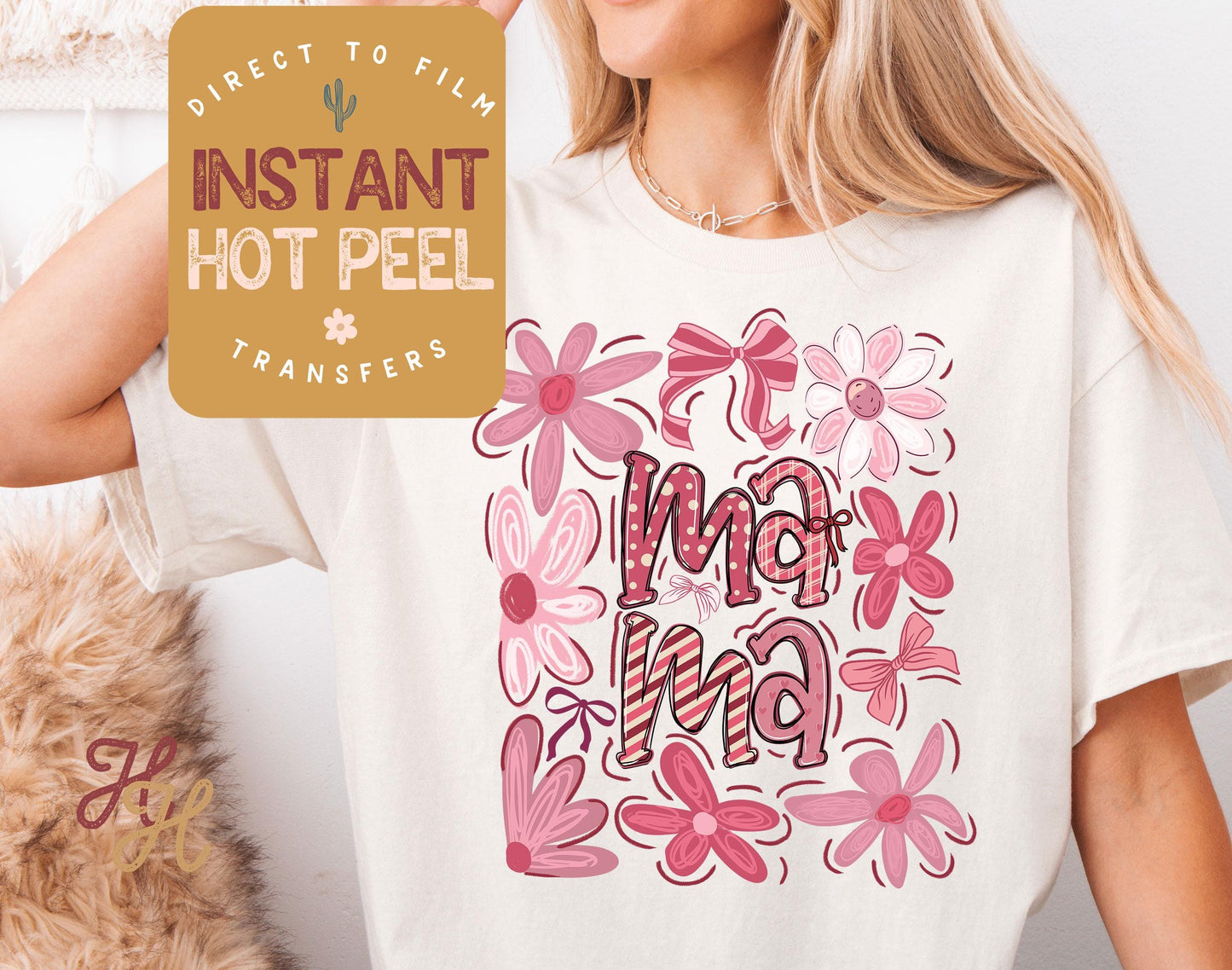 Floral Mama Transfer Print, Mother's Day DTF, Ready to Press Shirt Transfers, Trendy Mom DTG Heat Transfer, Mama Instant Peel Hot Press