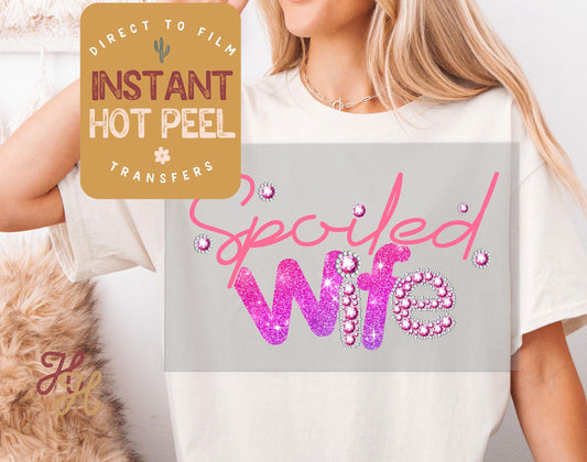 Spoiled Wife Transfer Print, Mother's Day DTF, Ready to Press Shirt Transfers, Trendy Mom DTG Heat Transfer, Mama Instant Peel Hot Press