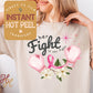 Breast Cancer Awareness DTF, Her Fight is Our Fight Warrior Transfer Direct to Film Print, Ready to Press Shirt Transfers, DTG Heat Transfer