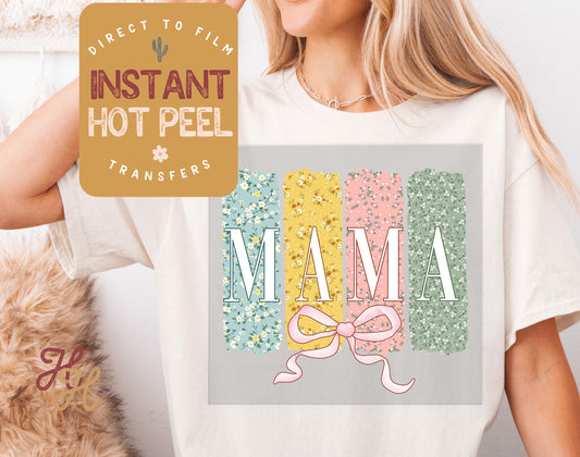 Floral Mama Transfer Print, Mother's Day DTF, Ready to Press Shirt Transfers, Trendy Mom DTG Heat Transfer, Mama Instant Peel Hot Press
