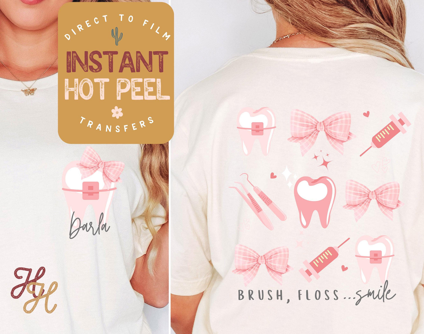 Dental Office Staff dtf, Dental Assistant Appreciation, DTF Transfer, Ready to Press Transfer, Back & Pocket Direct to Film Prints, Bulk DTF