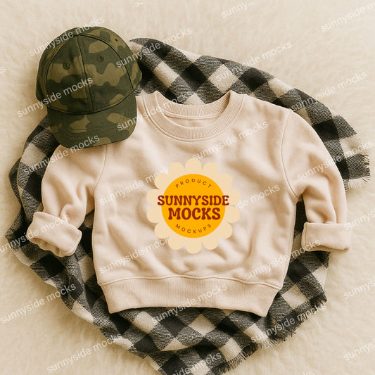 3317 RS Toddler Sweatshirt Mockup - Camo Check Natural