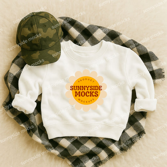 3317 RS Toddler Sweatshirt Mockup - Camo Check White