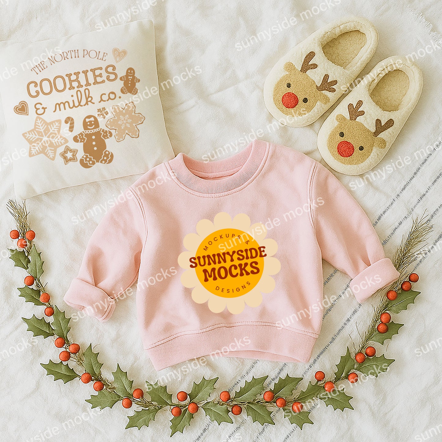3317 RS Toddler Sweatshirt Xmas Mockup - Pink