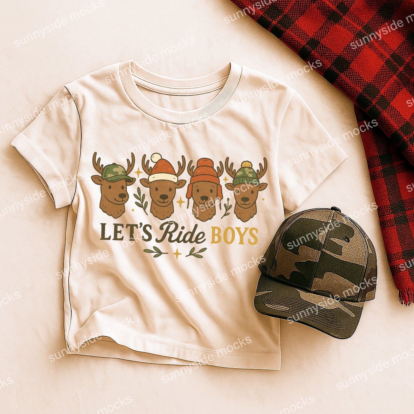 **DIGITAL DOWNLOAD** Vintage Christmas Reindeer Lets Ride Boys PNG